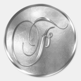 Adesivo Redondo Monograma F Selo de Envelope Silver Não METÁLICO