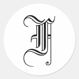 Adesivo Redondo Monograma F Sticker Antigo Estilo Inglês
