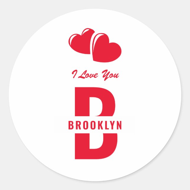 Adesivo Redondo Monograma Feliz Dia dos Namorados Branco Vermelho  (Frente)