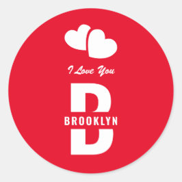 Adesivo Redondo Monograma Feliz Dia dos Namorados Vermelho Branco