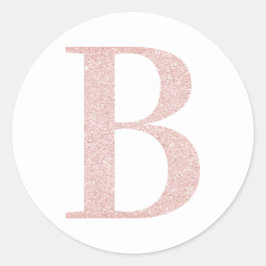 Adesivo Redondo Monograma feminino em glitter rosa dourado claro B