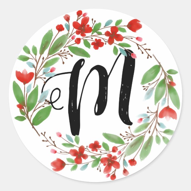 Adesivo Redondo Monograma Floral (Frente)