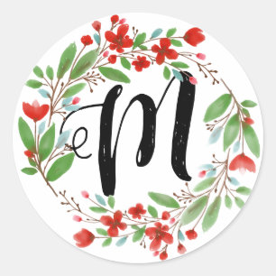 Adesivo Redondo Monograma Floral