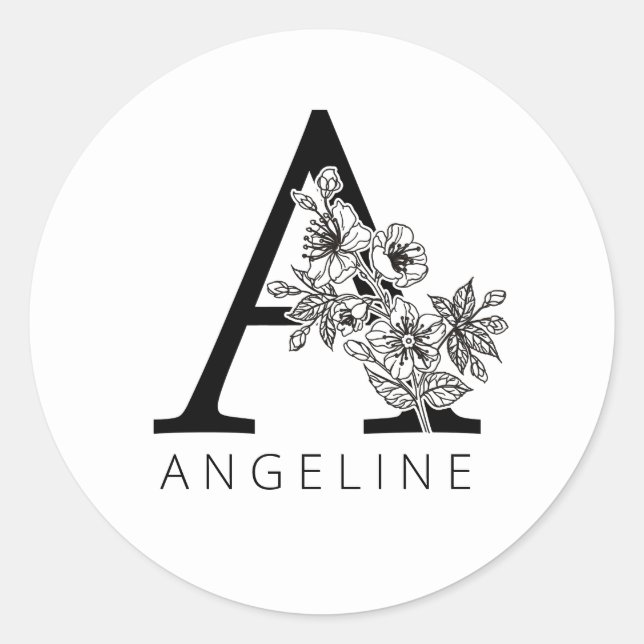 Adesivo Redondo Monograma Floral A Sakura Cherry Blossoms (Frente)