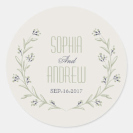 Adesivo Redondo Monograma floral de casamentos rústicos de jardim 