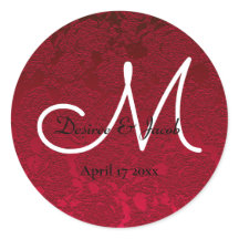 Monograma Floral do Casamento no inverno Vermelho 