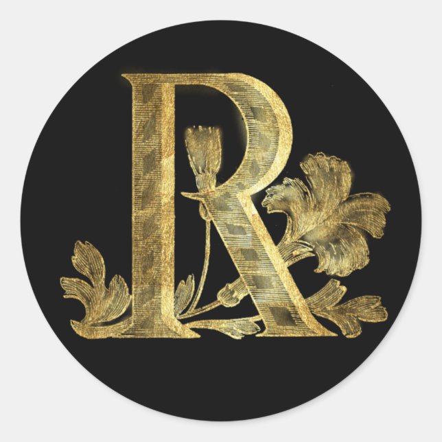 Adesivo Redondo Monograma Floral R (Frente)