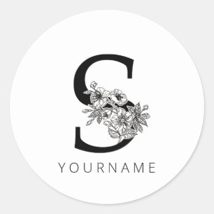 Adesivo Redondo Monograma Floral S Sakura Cherry Blossoms