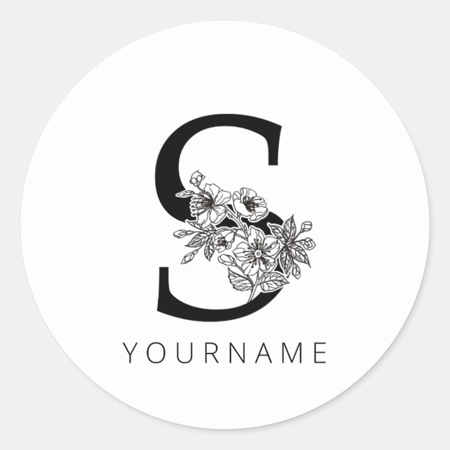 Adesivo Redondo Monograma Floral S Sakura Cherry Blossoms (Frente)