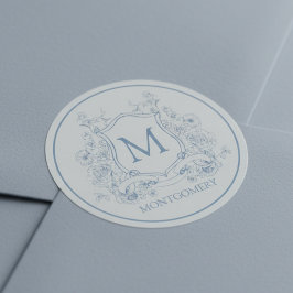 Adesivo Redondo Monograma Floral Vintage