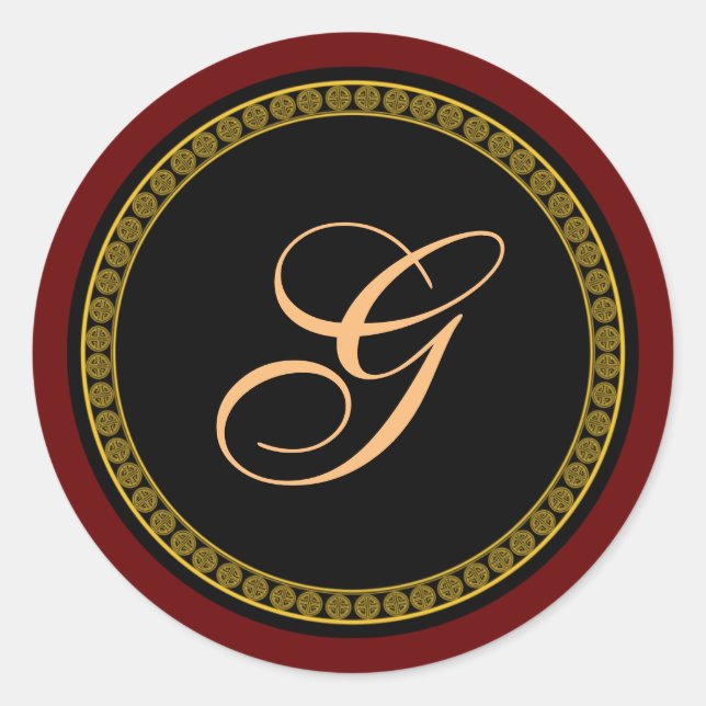 Adesivo Redondo Monograma "G" dourado (Frente)