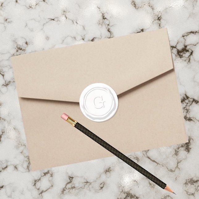 Adesivo Redondo Monograma G inicial de fecho branco de cera (Criador carregado)