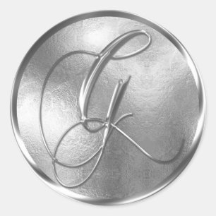 Adesivo Redondo Monograma G Selo de Envelope Silver NONMETÁLICO