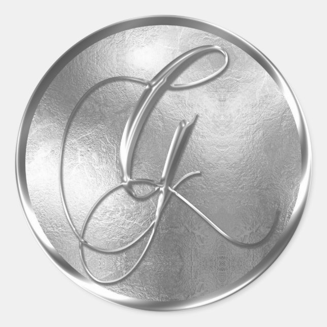 Adesivo Redondo Monograma G Selo de Envelope Silver NONMETÁLICO (Frente)