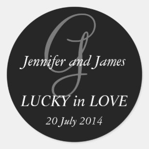 Adesivo Redondo Monograma G Stickers para Casamentos Pretos