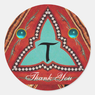 ADESIVO REDONDO MONOGRAMA GEOMÉTRICO DO TRIÂNGULO DO ABSTRATO