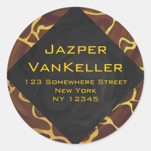 Adesivo Redondo Monograma Giraffe Brown, Impressão amarelo