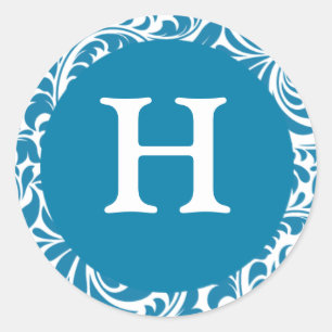 Adesivo Redondo Monograma H Cerulean Invitation Stickers For Weddi