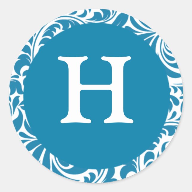 Adesivo Redondo Monograma H Cerulean Invitation Stickers For Weddi (Frente)