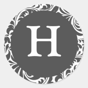 Adesivo Redondo Monograma H Cinza Cinza Traduzida Montagem de Casa