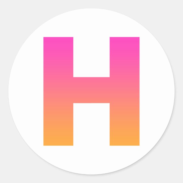 Adesivo Redondo Monograma H de Gradação Laranja Rosa (Frente)