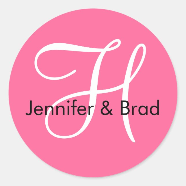 Adesivo Redondo Monograma H Wedding Primavera 2010 Selo Rosa (Frente)