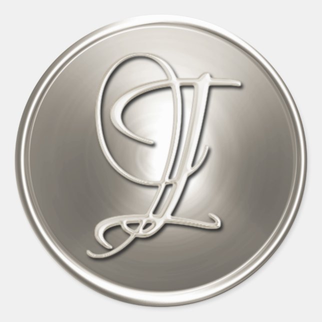 Adesivo Redondo Monograma I de Envelope de Prata (Frente)