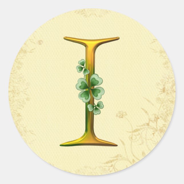 Adesivo Redondo Monograma I Dourado irlandês (Frente)