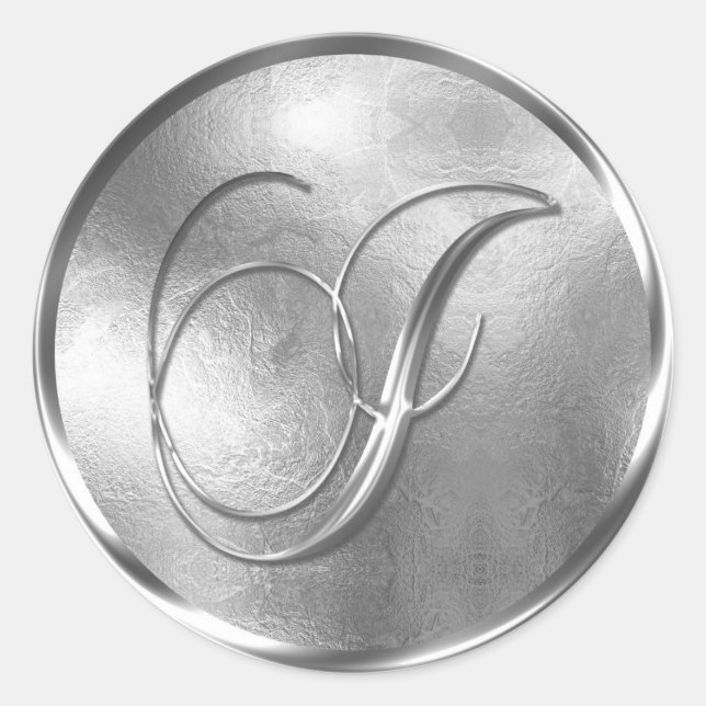 Adesivo Redondo Monograma I Selo de Envelope Silver Não METÁLICO (Frente)
