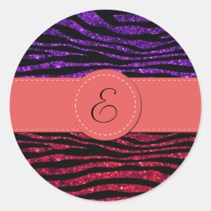 Adesivo Redondo Monograma - Impressão Animal, Zebra, Literatura -