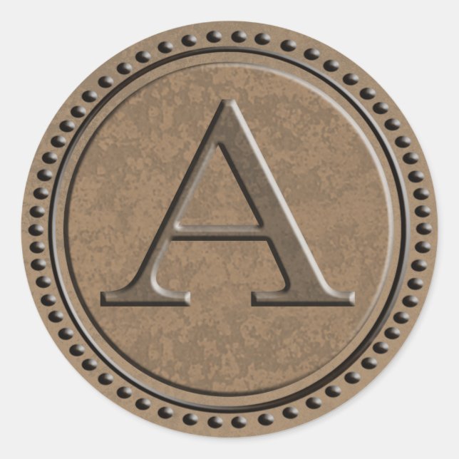 Adesivo Redondo Monograma Industrial - Letra A (Frente)