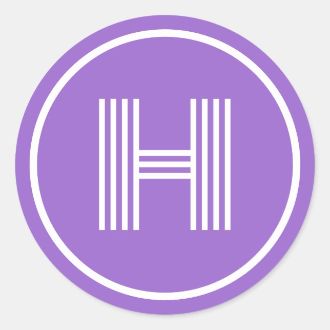 Adesivo Redondo Monograma Inicial Ametist Roxo (Frente)