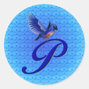 Adesivo Redondo Monograma Inicial Buebird Elegante P