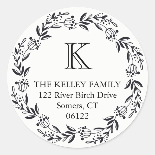 Adesivo Redondo Monograma inicial da coroa russa de Férias em pret (Frente)