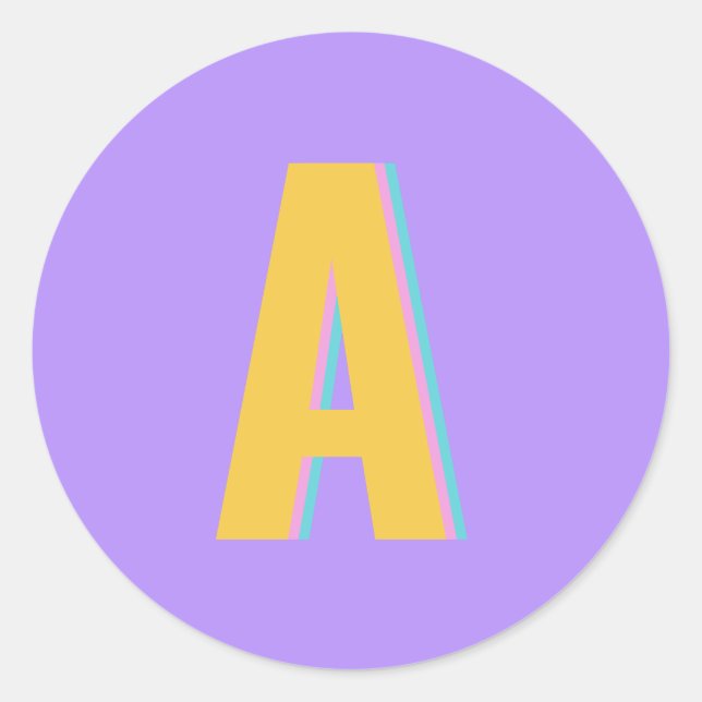 Adesivo Redondo Monograma Inicial da Tipografia Retrorística Púrpu (Frente)