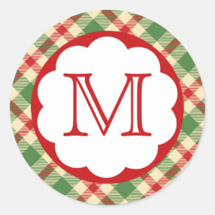 Adesivo Redondo Monograma inicial da Xadrez de Natal