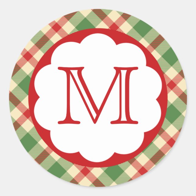 Adesivo Redondo Monograma inicial da Xadrez de Natal (Frente)