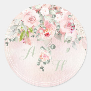 Adesivo Redondo Monograma Inicial de Blush & Blooms