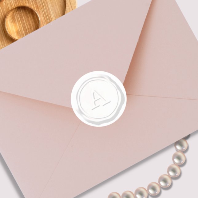 Adesivo Redondo Monograma inicial de fecho branco de cera (Criador carregado)