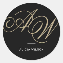 Adesivo Redondo Monograma inicial de nome de cheio personalizado e