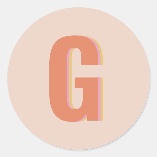 Adesivo Redondo Monograma Inicial de Tipografia Retro Blush e Lara (Frente)