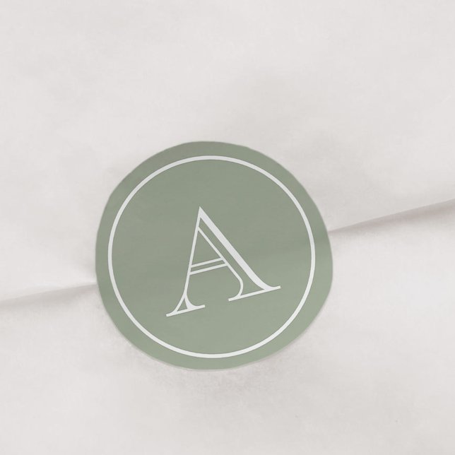 Adesivo Redondo Monograma inicial do Bloco Verde e Branco (Criador carregado)