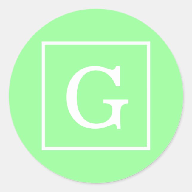 Adesivo Redondo Monograma inicial do Mint Green White (Frente)
