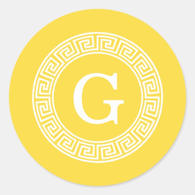Adesivo Redondo Monograma Inicial do Quadro-Chave Grego (Frente)