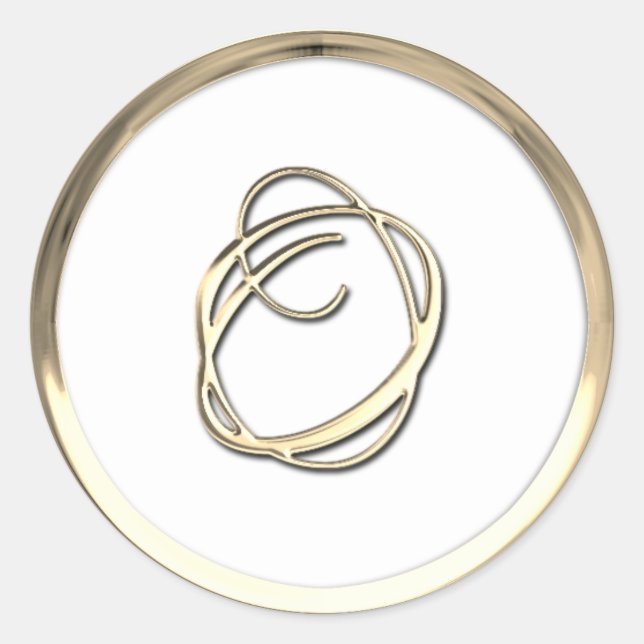 Adesivo Redondo Monograma Inicial Dourado O Script Qualquer Cor (Frente)