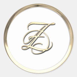 Adesivo Redondo Monograma Inicial Dourado Z Script Qualquer Cor