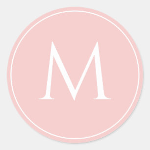 Adesivo Redondo Monograma inicial elegante em pastel rosa