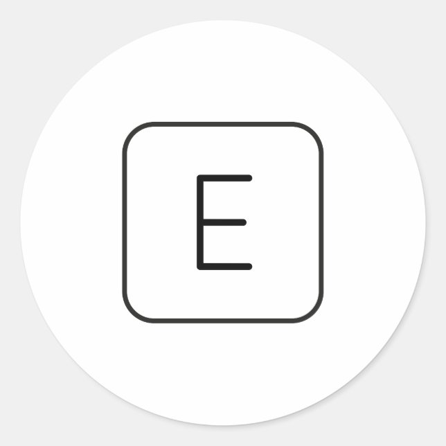 Adesivo Redondo Monograma inicial estilizado moderno | Branco e Pr (Frente)