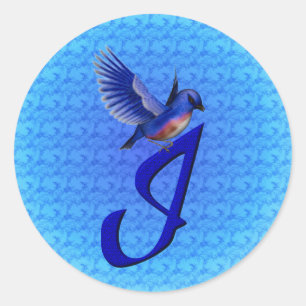 Adesivo Redondo Monograma inicial I elegante de Bluebird