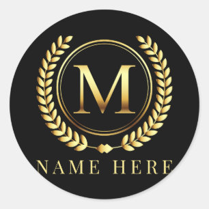 Adesivo Redondo Monograma Inicial M Letra Floral M